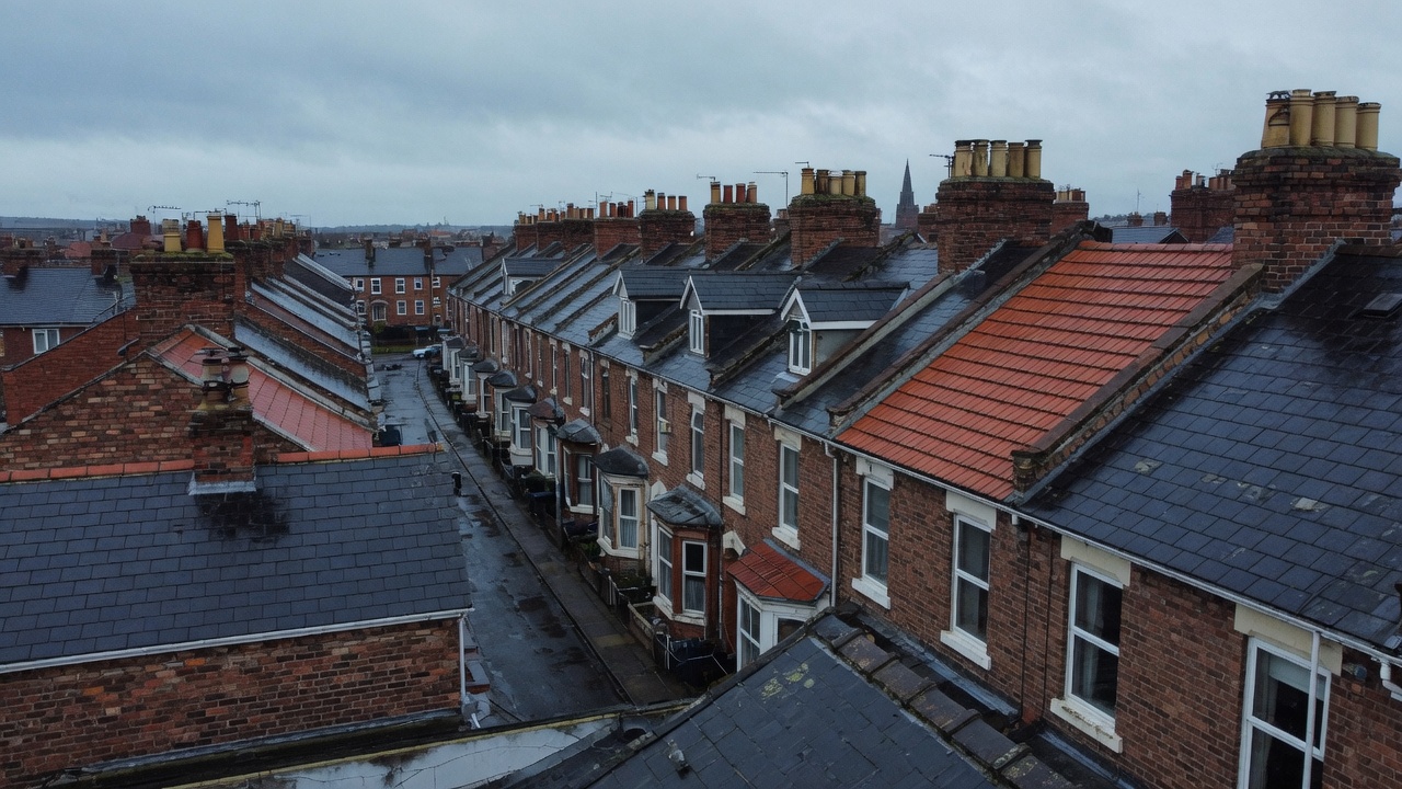 Slate and tile rooftops on a North West terrace